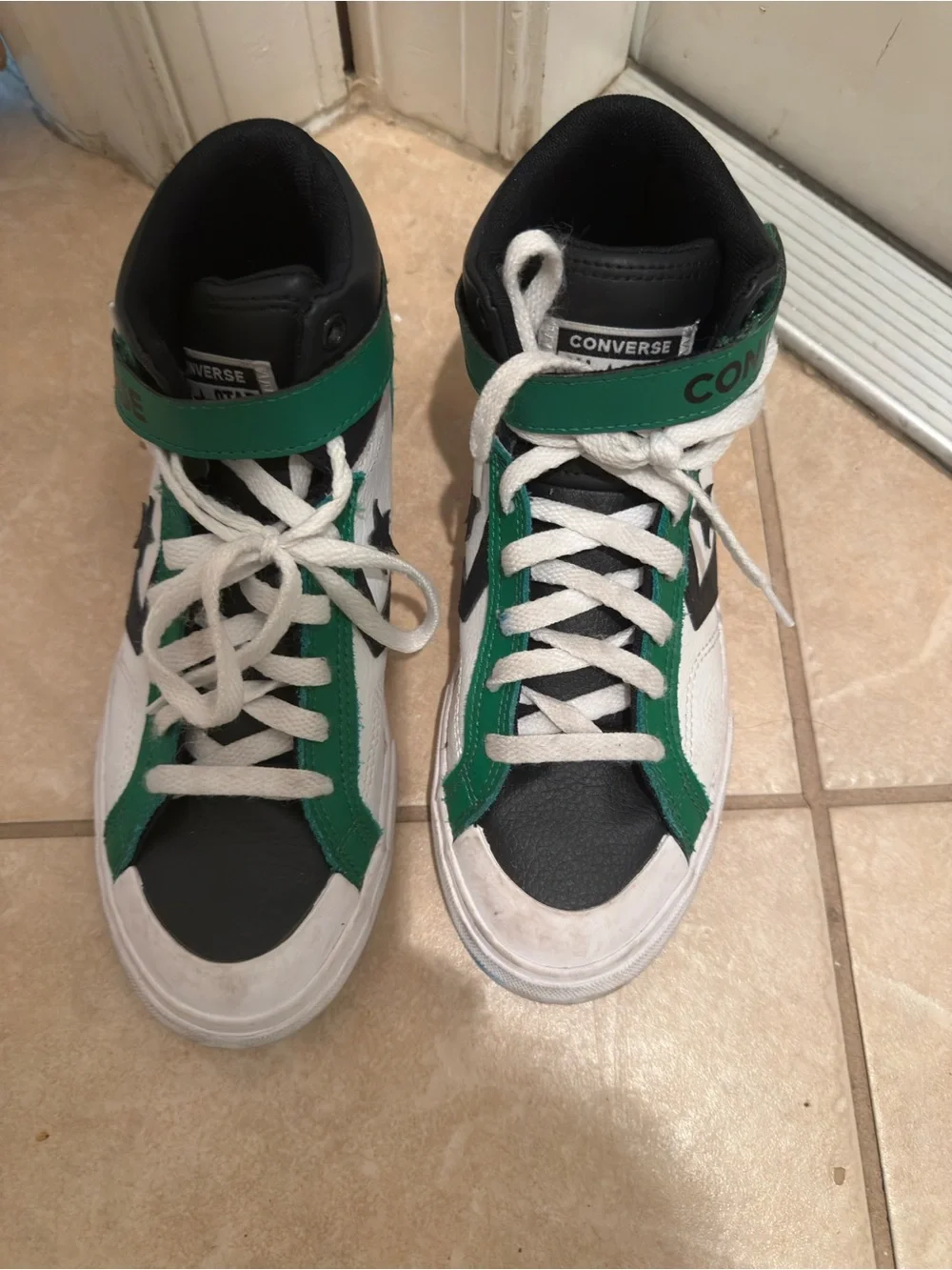Converse Kids' High-Top Sneakers in Green, Black & White 5.5